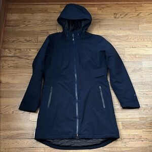 Eddie Bauer Women's Navy Blue Hooded Long Ski Jacket